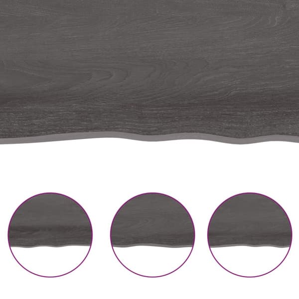Bordsskiva mörkbrun 220x60x(2-4) cm behandlad massiv ek