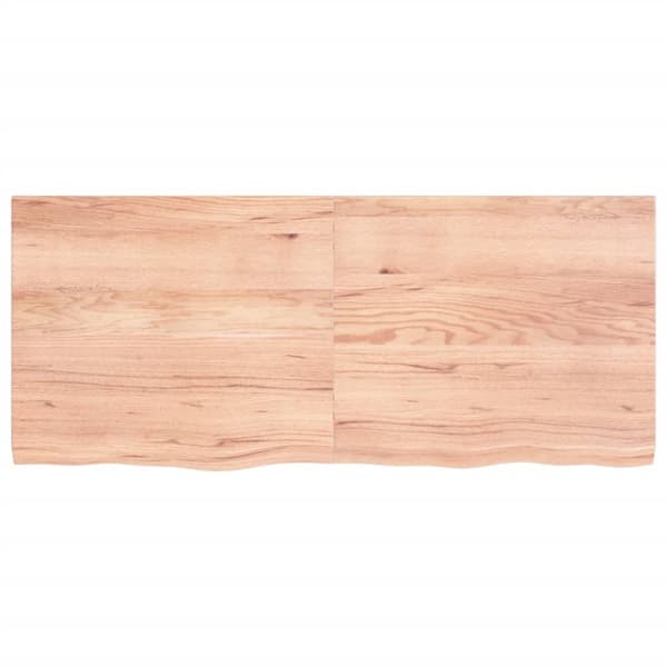 bordplade til badeværelse 140x60x(2-4) cm massivt træ lysebrun