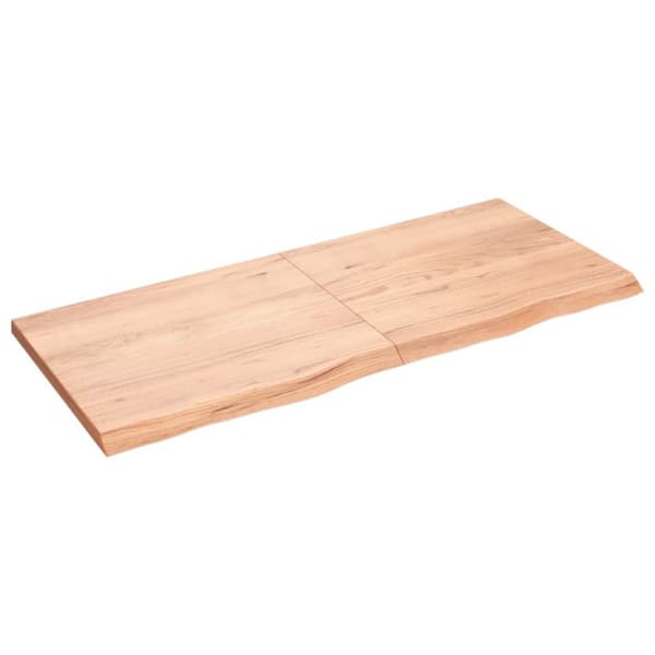 bordplade til badeværelse 140x60x(2-4) cm massivt træ lysebrun