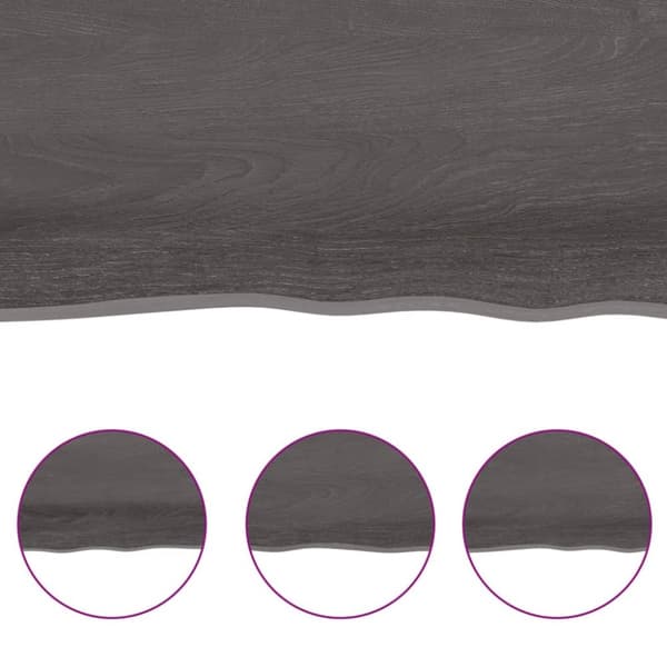 Bordsskiva mörkbrun 60x60x(2-4) cm behandlad massiv ek