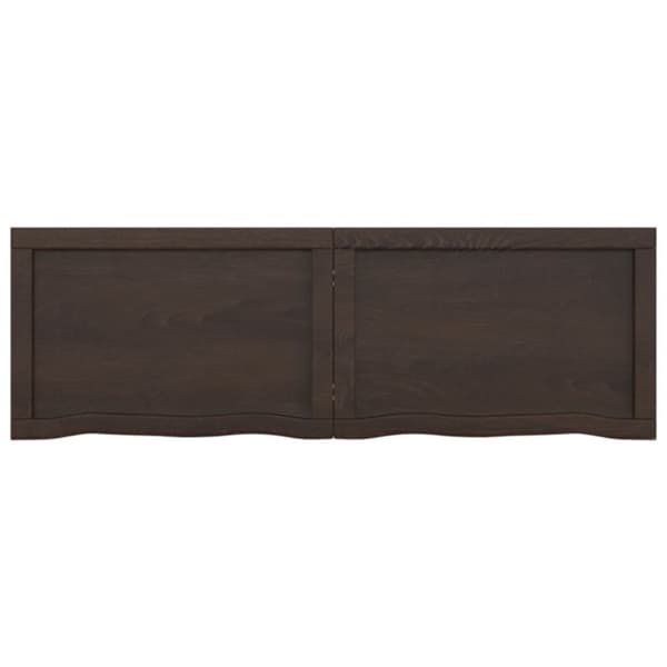 bordplade til badeværelse 120x40x(2-6) cm massivt træ mørkebrun