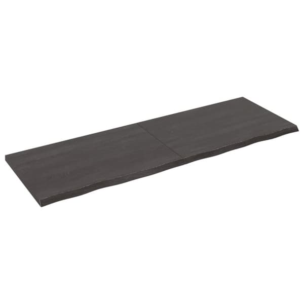 bordplade 180x60x(2-4) cm behandlet massivt egetræ mørkebrun