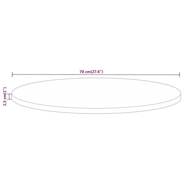 vidaXL Bordsskiva Ø 70x2,5 cm rund massivt mangoträ