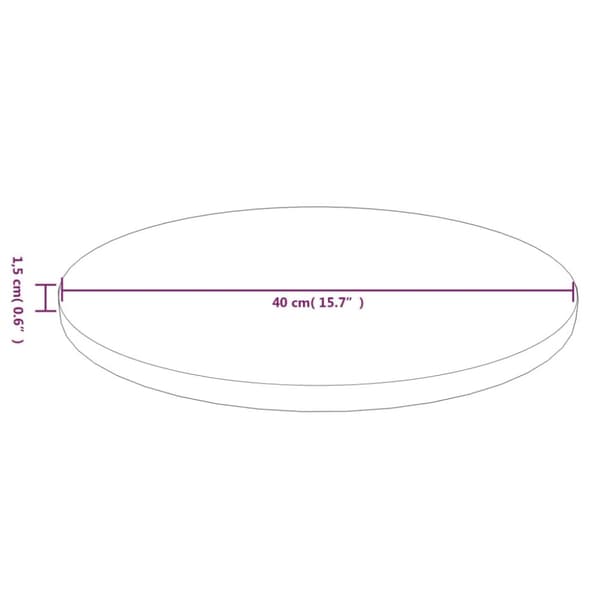 rund bordplade Ø40x1,5 cm behandlet massivt egetræ lysebrun