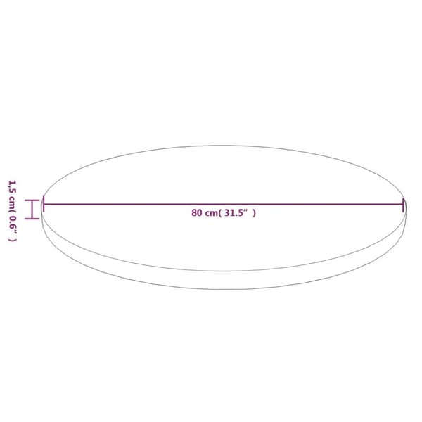 Rund bordsskiva ljusbrun Ø80x1,5 cm behandlad massiv ek
