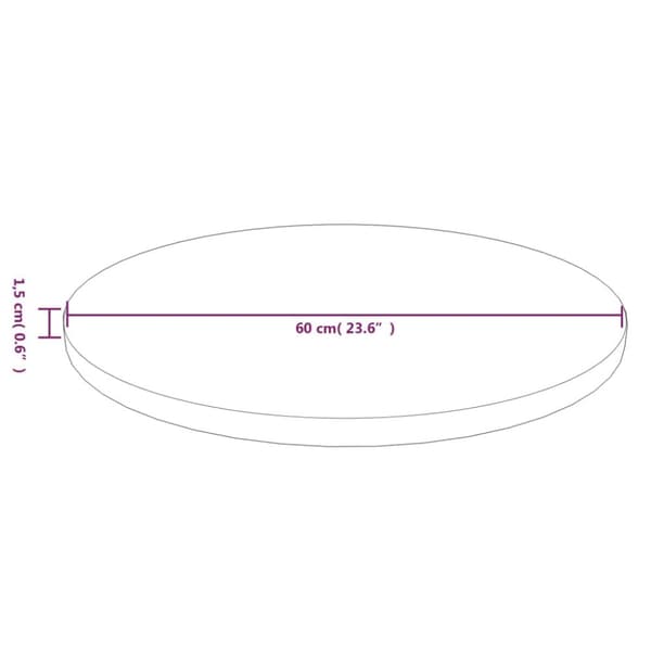 Rund bordsskiva ljusbrun Ø60x1,5 cm behandlad massiv ek