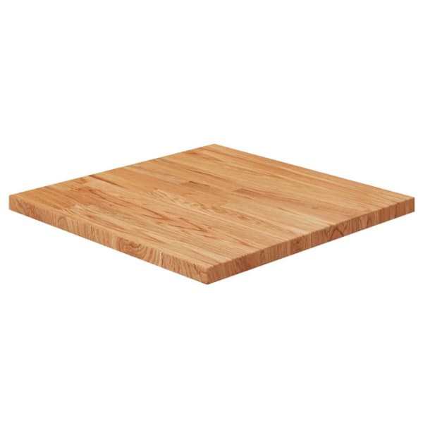 firkantet bordplade 50x50x2,5 cm behandlet massivt eg lysebrun