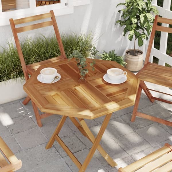 vidaXL Bordplate 70x70x2,5 cm åttekantet heltre teak