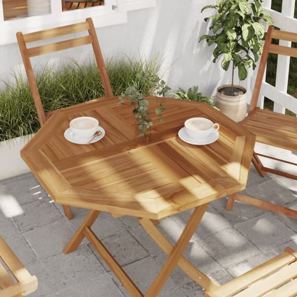 vidaXL bordplade 80x80x2,5 cm ottekantet massivt teaktræ