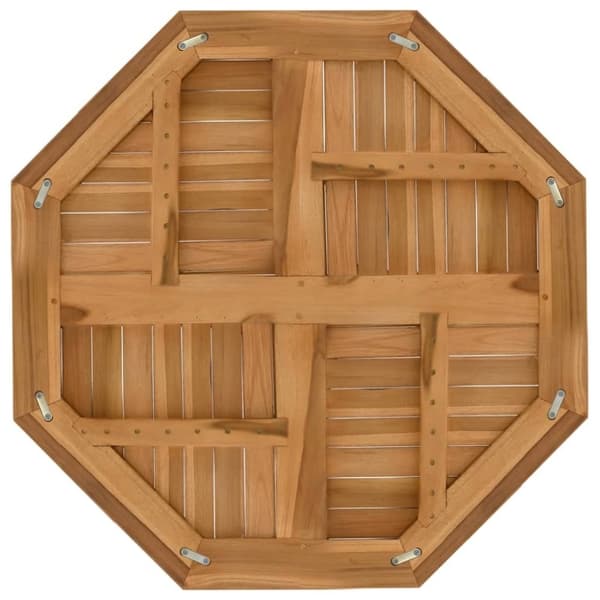 vidaXL bordplade 80x80x2,5 cm ottekantet massivt teaktræ