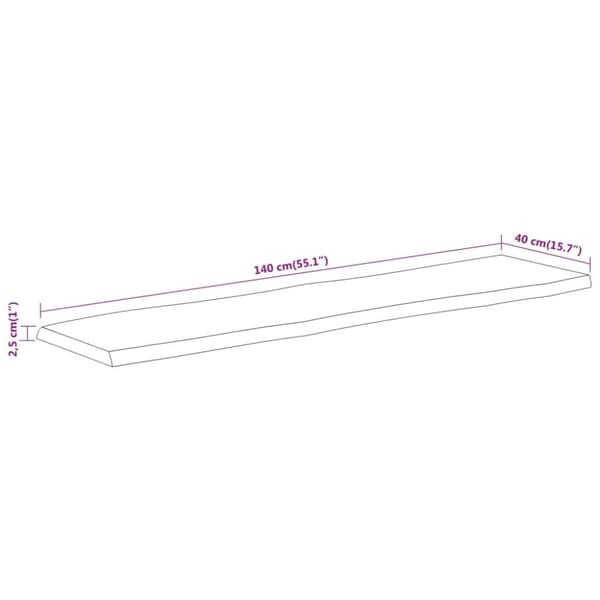vidaXL Pöytälevy 140x40x2,5 cm suorakaide täysi akasiapuu elävä reuna