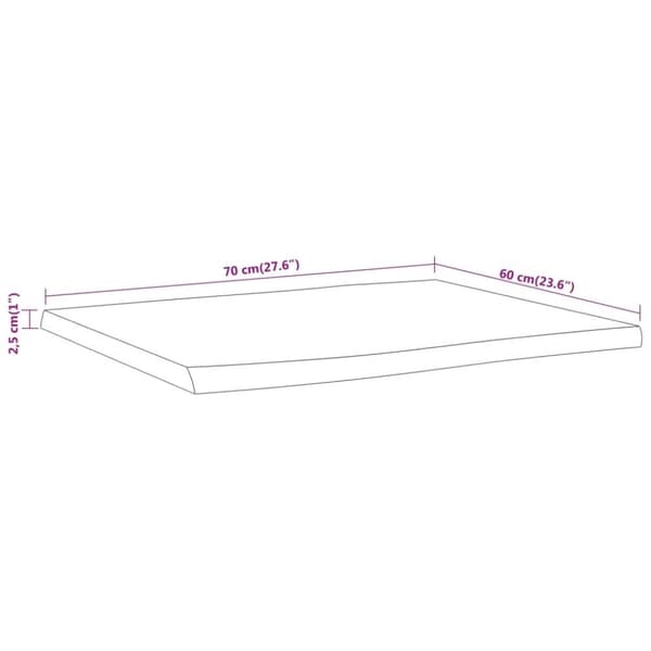 vidaXL Vegghylle 70x60x2,5 cm rektangulær heltre akasie naturlig kant