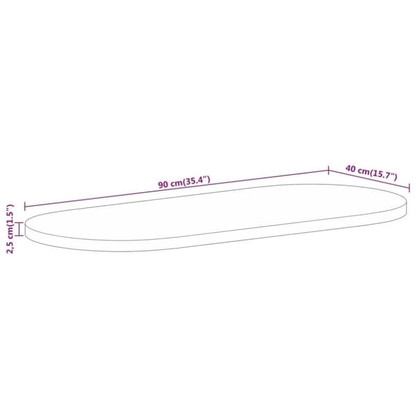 vidaXL Bordplate 90x40x2,5 cm oval heltre mango