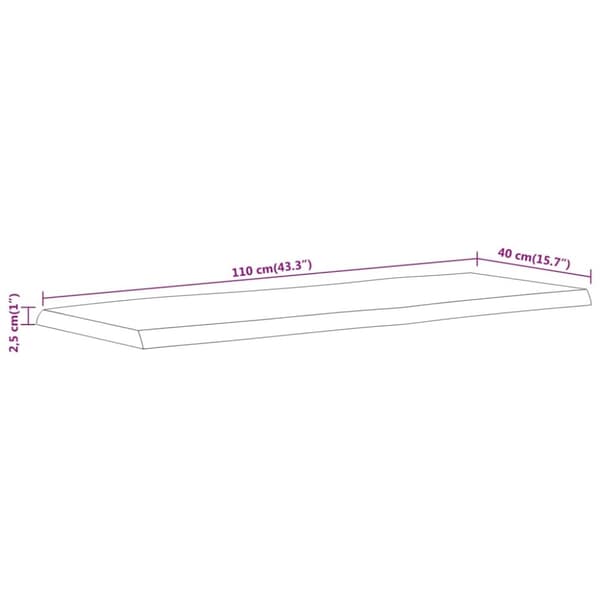 vidaXL Vegghylle 110x40x2,5 cm rektangulær heltre akasie naturlig kant