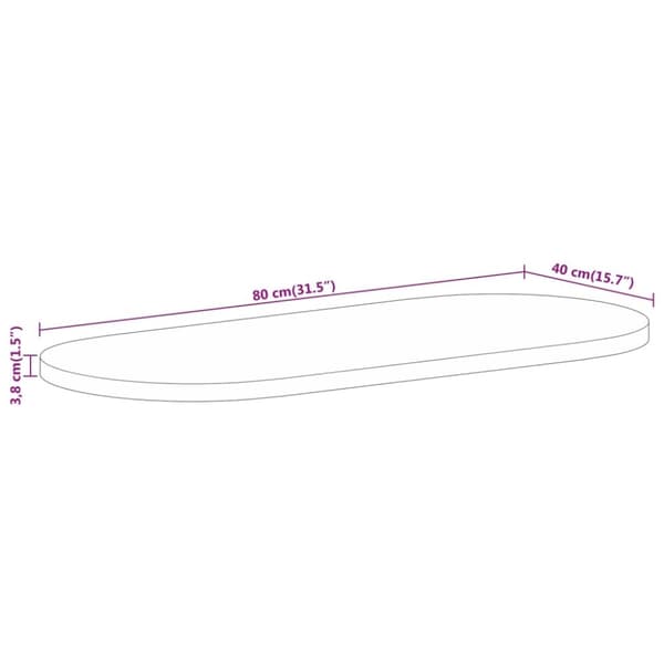 vidaXL Bordsskiva 80x40x3,8 cm oval massivt mangoträ
