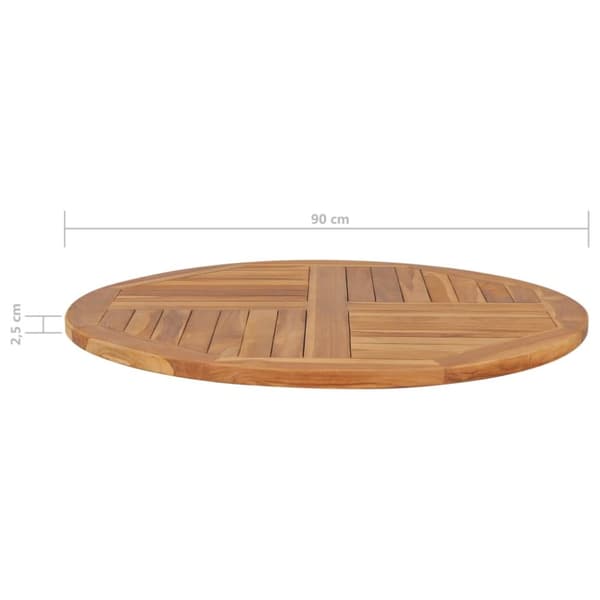 vidaXL bordplade 2,5 cm 90 cm rund massivt teaktræ - Bordplader