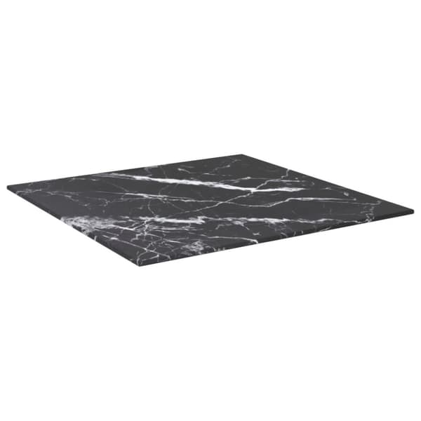 vidaXL bordplade 50x50 cm 6 mm hærdet glas med marmordesign sort -  Bordplader