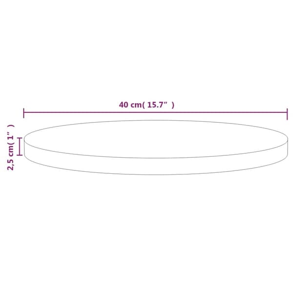 vidaXL bordplade hvid Ø40x2,5 cm massivt fyrretræ -  Bordplader