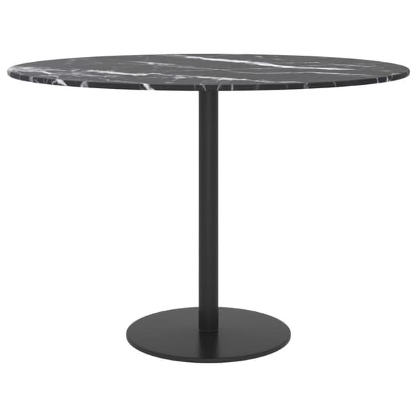 vidaXL Bordsskiva svart Ø60x0,8 cm härdat glas med marmortextur -  Bordsskivor