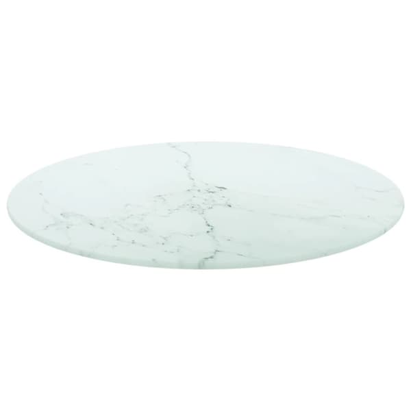 vidaXL Pöytälevy valkoinen Ø50x0,8 cm karkaistu lasi marmorikuvio -  Pöytälevyt