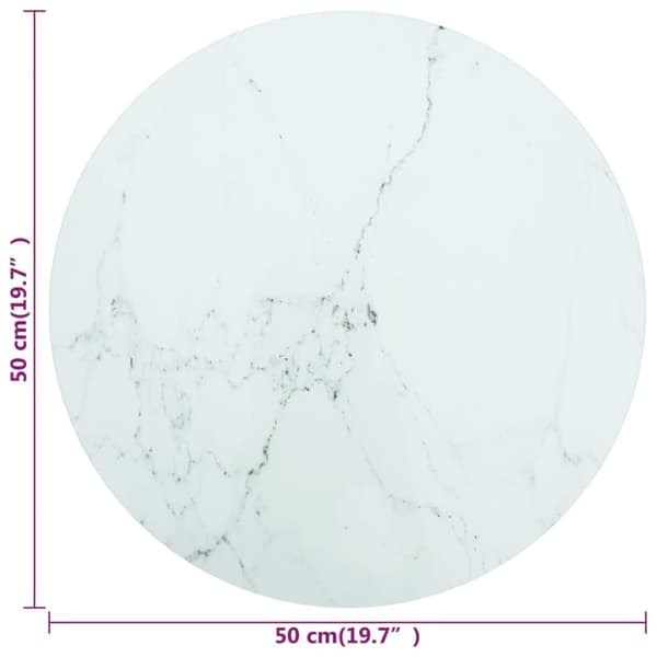 vidaXL Pöytälevy valkoinen Ø50x0,8 cm karkaistu lasi marmorikuvio -  Pöytälevyt