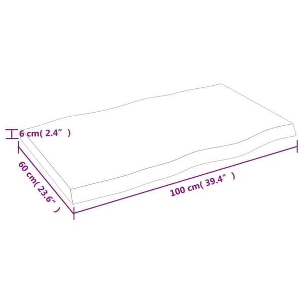 vidaXL Bordsskiva 100x60x(2-6) cm obehandlad massiv ek levande kant -  Bordsskivor