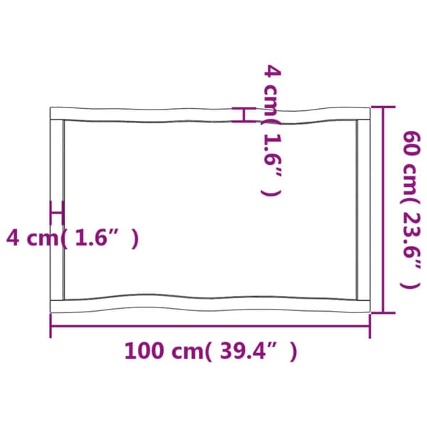 vidaXL Bordsskiva 100x60x(2-6) cm obehandlad massiv ek levande kant -  Bordsskivor