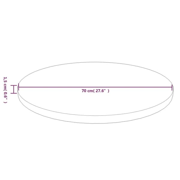 vidaXL Rund bordsskiva ljusbrun Ø70x1,5 cm behandlad massiv ek -  Bordsskivor