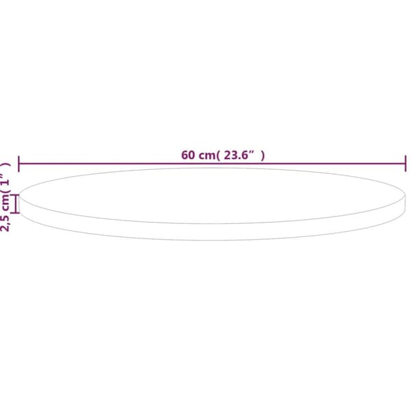 vidaXL Rund bordsskiva Ø60x2,5 cm obehandlat massiv ek -  Bordsskivor
