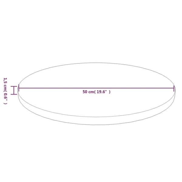 vidaXL Pyöreä pöytälevy vaaleanruskea Ø 50x1,5 cm käsitelty tammi -  Pöytälevyt