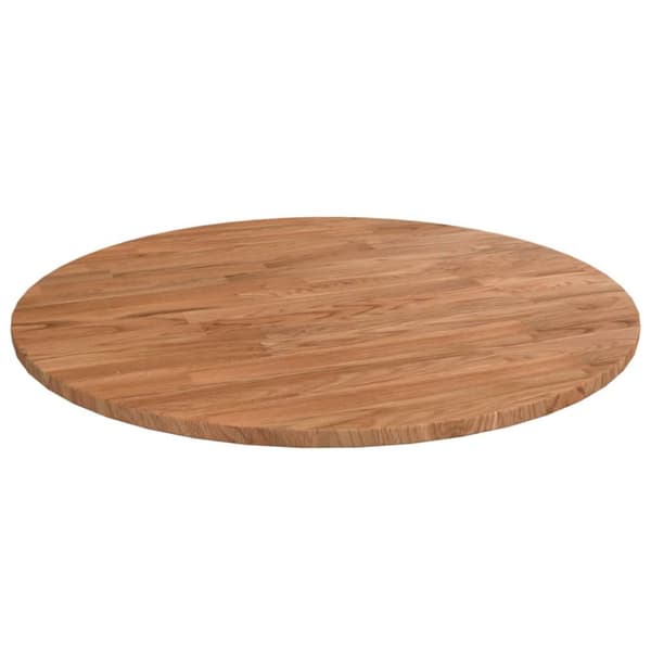 vidaXL rund bordplade Ø50x1,5 cm behandlet massivt egetræ lysebrun -  Bordplader