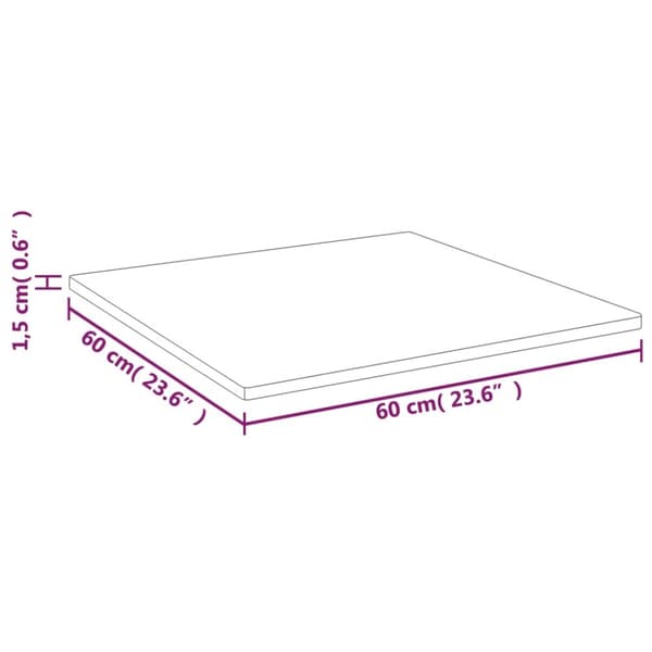 vidaXL Pöytälevy neliö vaaleanruskea 60x60x1,5 cm käsitelty täystammi - Pöytälevyt