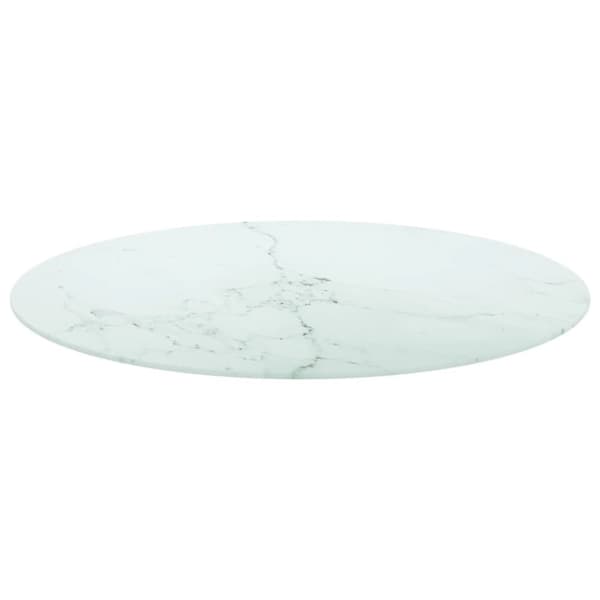 vidaXL Pöytälevy valkoinen Ø80x1 cm karkaistu lasi marmorikuvio -  Pöytälevyt