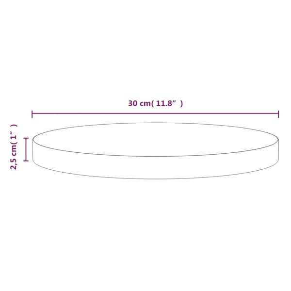 vidaXL bordplade Ø30x2,5 cm massivt fyrretræ hvid -  Bordplader