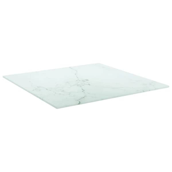 vidaXL Bordsskiva vit 50x50 cm 6 mm härdat glas med marmortextur -  Bordsskivor
