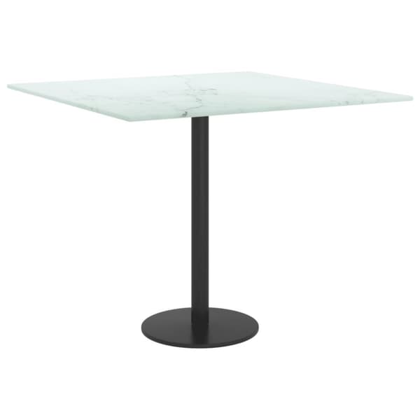 vidaXL Bordsskiva vit 50x50 cm 6 mm härdat glas med marmortextur -  Bordsskivor