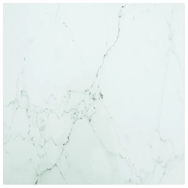 vidaXL Bordsskiva vit 50x50 cm 6 mm härdat glas med marmortextur -  Bordsskivor