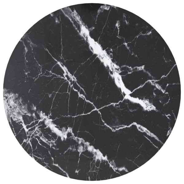 vidaXL bordplade Ø50x0,8 cm hærdet glas med marmordesign sort -  Bordplader