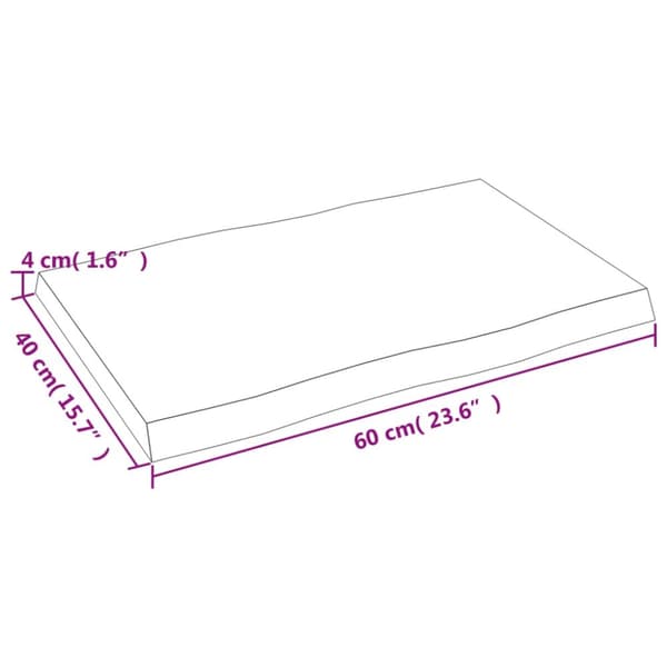 vidaXL Bordsskiva 60x40x(2-4) cm obehandlad massiv ek levande kant -  Bordsskivor