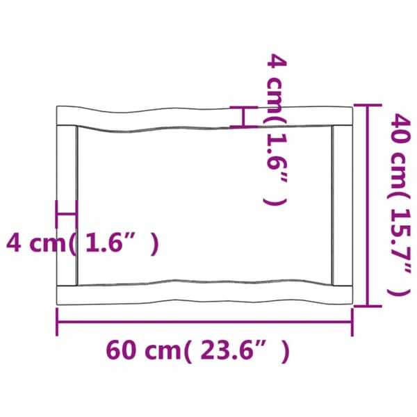 vidaXL Bordsskiva 60x40x(2-4) cm obehandlad massiv ek levande kant -  Bordsskivor
