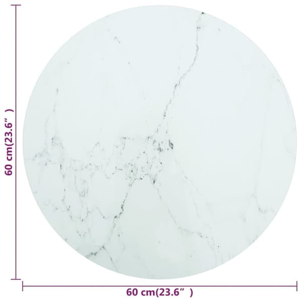 vidaXL Pöytälevy valkoinen Ø60x0,8 cm karkaistu lasi marmorikuvio -  Pöytälevyt