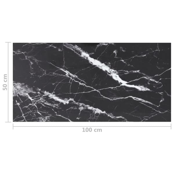vidaXL bordplade 100x50 cm 6 mm hærdet glas med marmordesign sort -  Bordplader