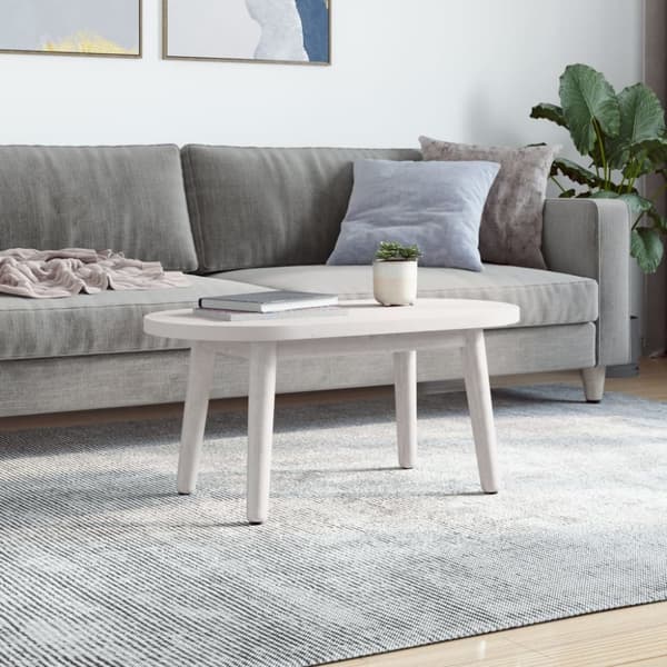 vidaXL bordplade 70x35x2,5 cm oval massivt fyrretræ hvid -  Bordplader