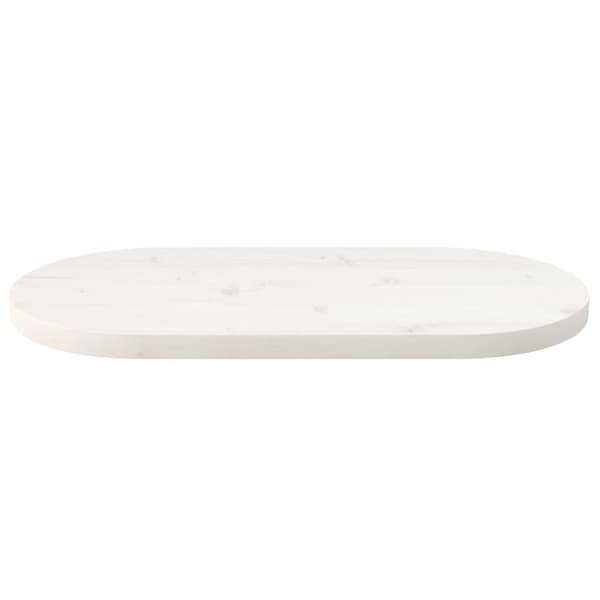 vidaXL bordplade 70x35x2,5 cm oval massivt fyrretræ hvid -  Bordplader