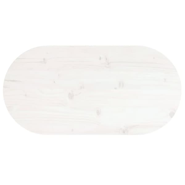 vidaXL bordplade 70x35x2,5 cm oval massivt fyrretræ hvid -  Bordplader