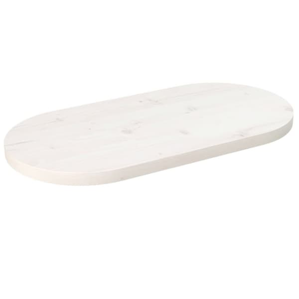 vidaXL bordplade 70x35x2,5 cm oval massivt fyrretræ hvid -  Bordplader