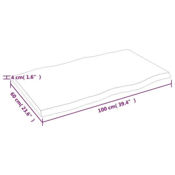 vidaXL Pöytälevy ruskea 100x60x(2-4)cm käsitelty täystammi elävä reuna -  Pöytälevyt