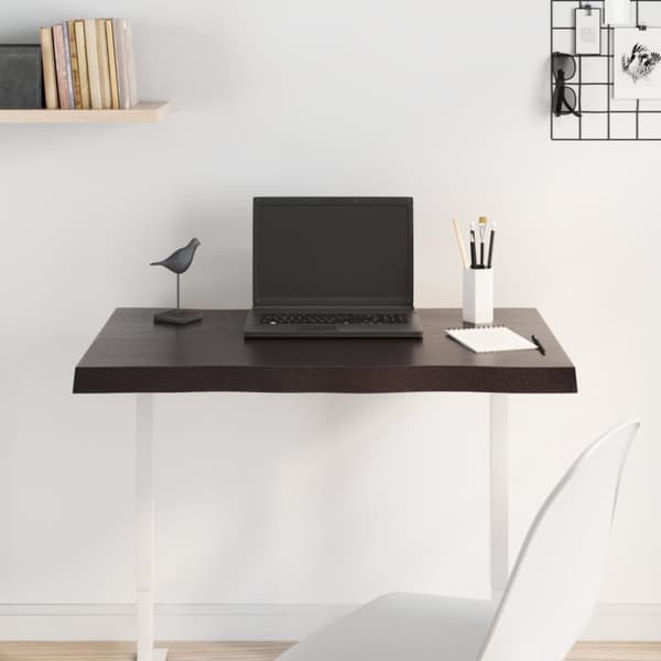 vidaXL Bordsskiva mörkbrun 80x50x(2-4) cm massivt trä levande kant -  Bordsskivor