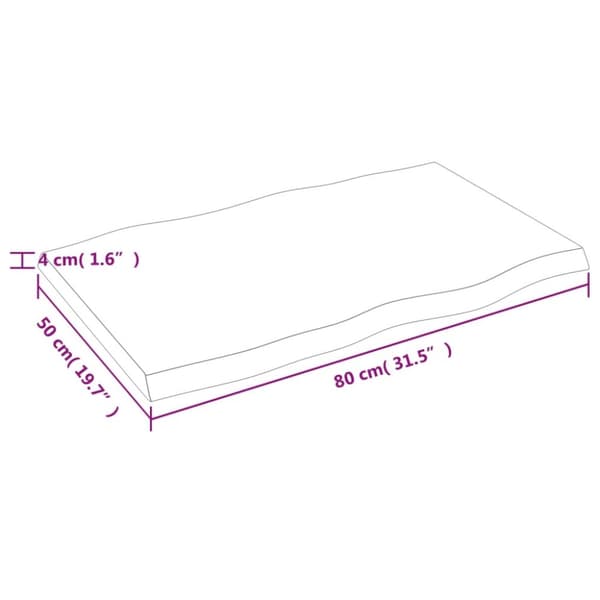 vidaXL Bordsskiva mörkbrun 80x50x(2-4) cm massivt trä levande kant -  Bordsskivor
