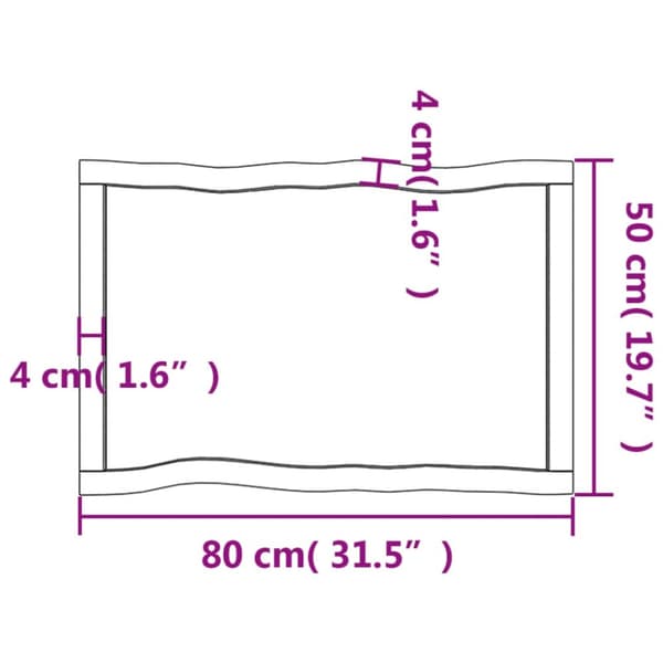 vidaXL Bordsskiva mörkbrun 80x50x(2-4) cm massivt trä levande kant -  Bordsskivor